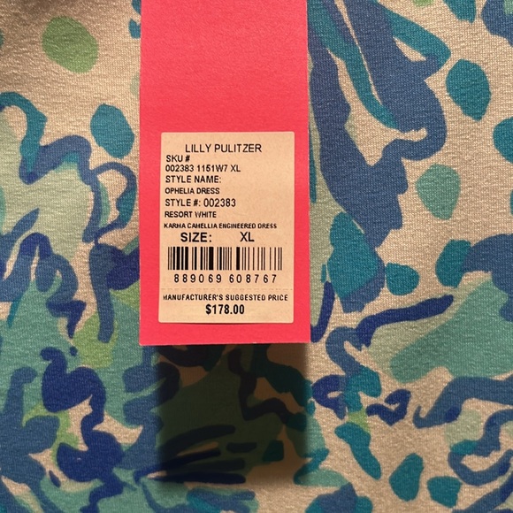 LILLY PULITZER XL Beautiful OPHELIA dress NWT in turquoise, blue and white - Picture 3 of 7